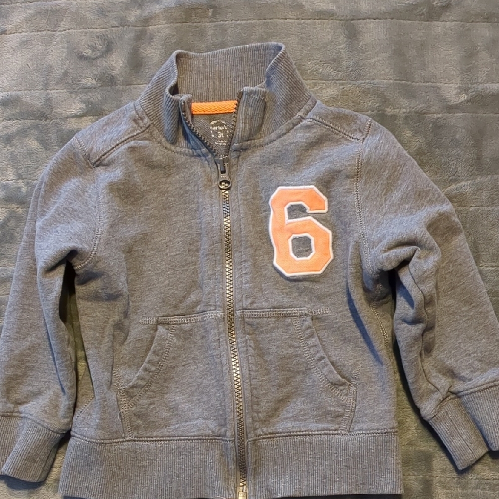 Carter's Heather Gray Hoodie with Orange Six